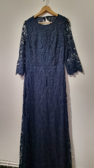 Vestido fiesta azul encaje talla L