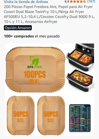 Papel para freidora de aire (200 uds)