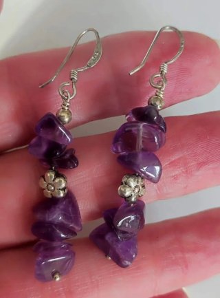 Pendientes Plata Ley Amatista y Perla