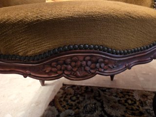 Juego de sillones vintage madera y tela