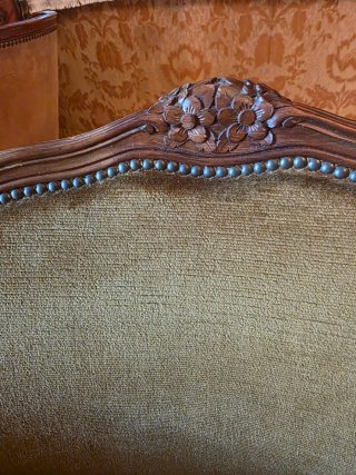 Juego de sillones vintage madera y tela