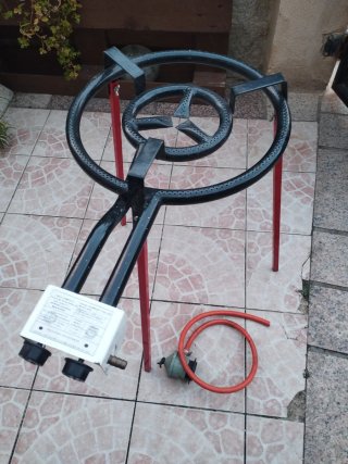 Padella per paella a gas nera - rossa con piedi, senza debutto