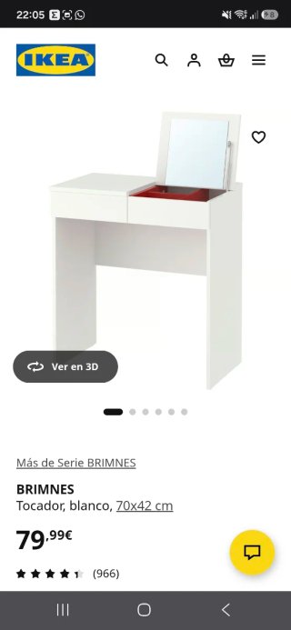 Tocador IKEA BRIMNES blanco 70x42 cm