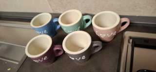 Set 5 Tazzine Caffè Love Ceramica