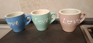 Set 5 Tazzine Caffè Love Ceramica