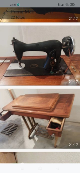 Máquina de coser antigua de madera