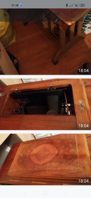 Máquina de coser antigua de madera
