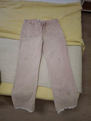 Vaqueros campana rosa empolvado