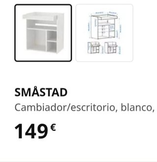 EMBALADO Cambiador/escritorio SMÅSTAD blanco