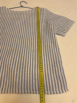 Blusa Mango Lino Rayas Azul Talla M