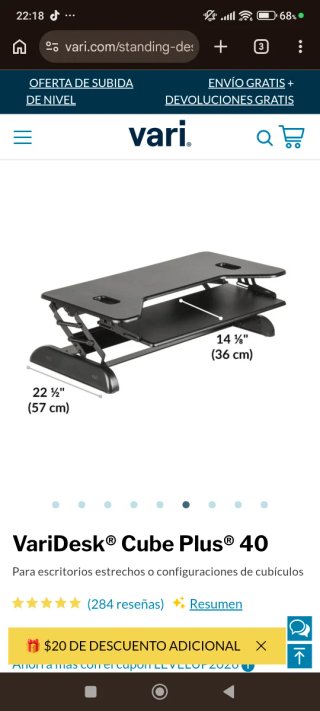 VariDesk Cube Plus 40 Ajustable Negro