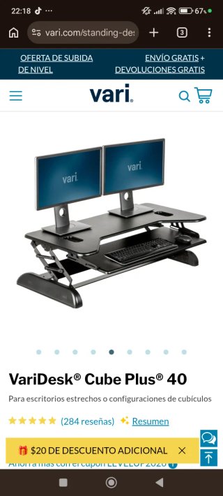 VariDesk Cube Plus 40 Ajustable Negro