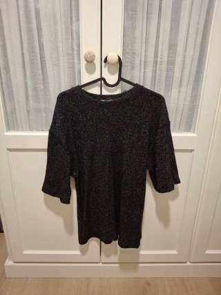 Top fiesta elegante negro plateado