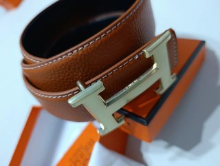 Cinturón Hermes Marrón/Naranja Piel