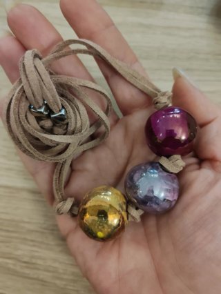 Collana ceramica greca oro e viola