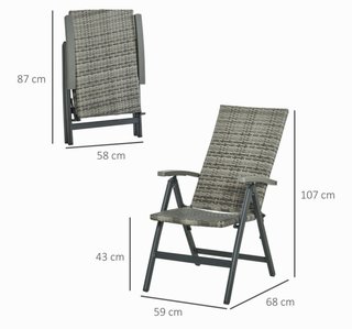 Sedia Pieghevole in Rattan a 5 Posizioni