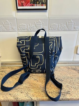 Mochila Lefrik azul y beige