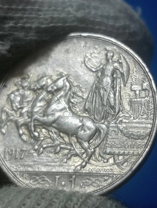 Moneta Argento Regno Italia 1917 L.1