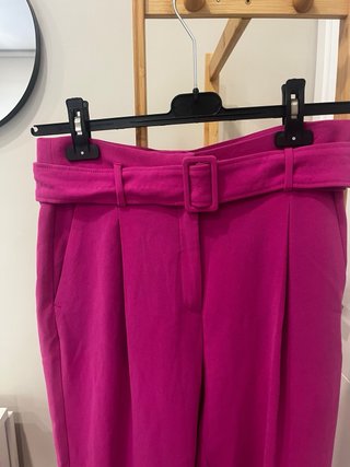 Pantalón Marella recto rosa con cinturón