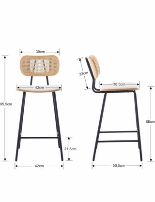 Taburetes altos de diseño ratán y piel sintética