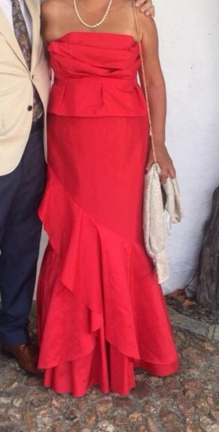 Vestido de fiesta rojo dos piezas