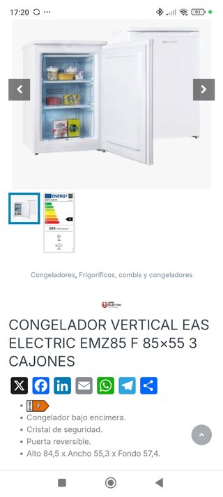 Congelador vertical blanco