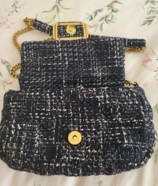 Bolso de hombro Mango tweed dorado