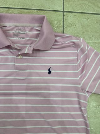 Polo Ralph Lauren a righe rosa e bianche