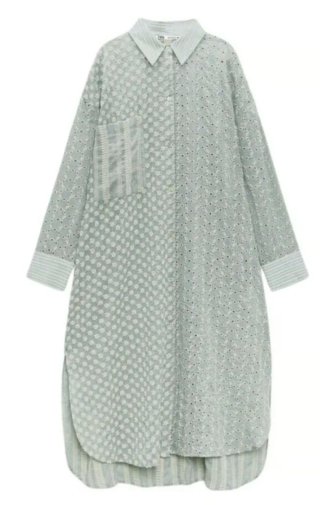 Camisa larga Zara beige/blanca
