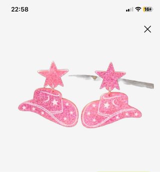 Pendientes cowboy estrellas rosa