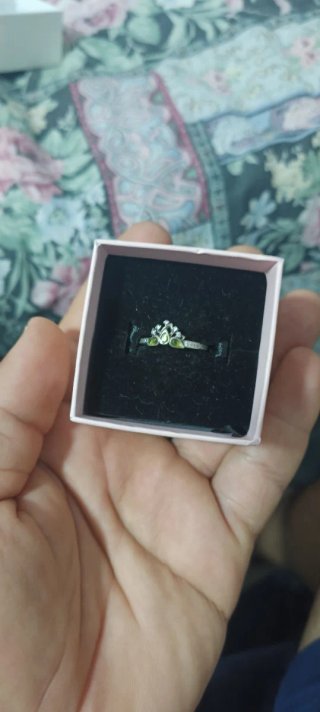Anillo Plata Corona Verde 52