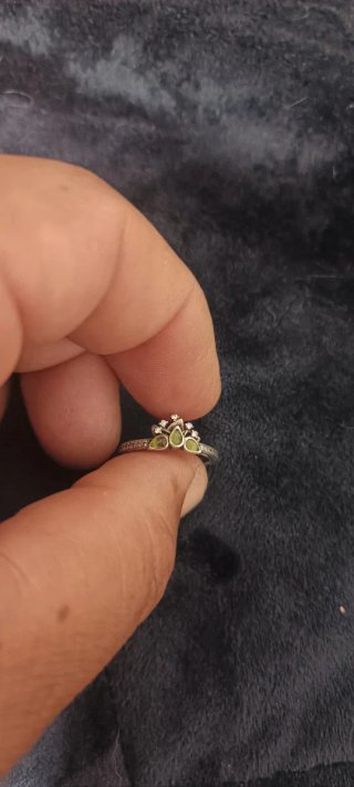 Anillo Plata Corona Verde 52