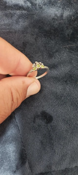 Anillo Plata Corona Verde 52