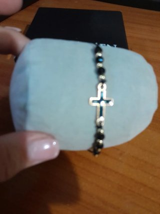 Braccialetto  con Croce Nera e Oro