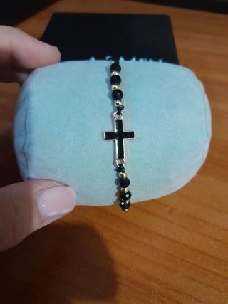 Braccialetto  con Croce Nera e Oro