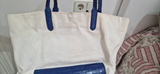 Bolso Tote Ralph Lauren Blanco y Azul
