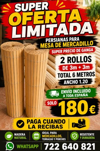 Persianas Mesa Mercadillo 2 Rollos 6m x 1.20