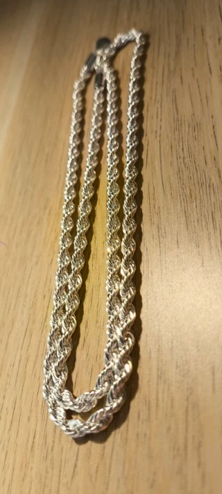 Collar acero trenzado para hombre baño plata 925