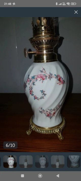 Lámpara de aceite de porcelana floral 37cm