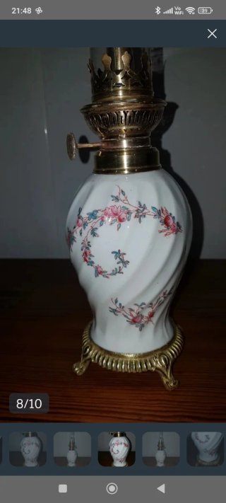 Lámpara de aceite de porcelana floral 37cm