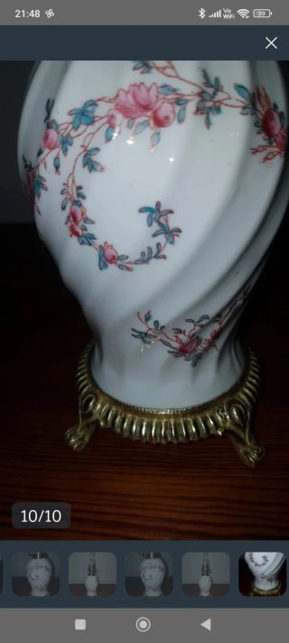 Lámpara de aceite de porcelana floral 37cm