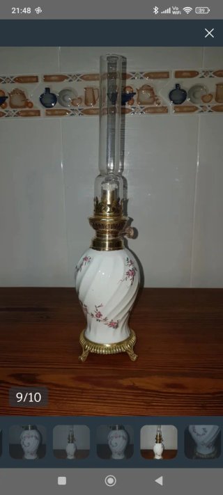 Lámpara de aceite de porcelana floral 37cm