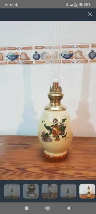 Lámpara de aceite antigua decorada 49cm