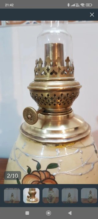 Lámpara de aceite antigua decorada 49cm