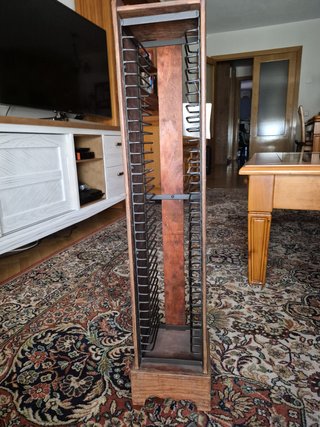 Porta CD vertical vintage madera y hierro
