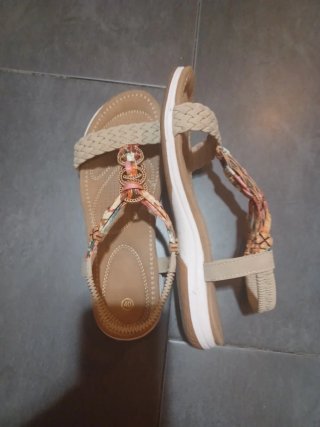 Sandalias Beige Multicolor Talla 40