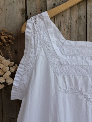 Camisón antiguo vestido de algodón blanco vintage