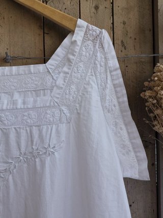 Camisón antiguo vestido de algodón blanco vintage
