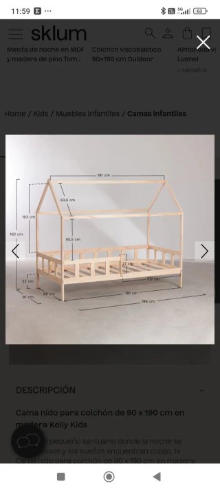 Cama Nido Madera 90x190cm Sklum