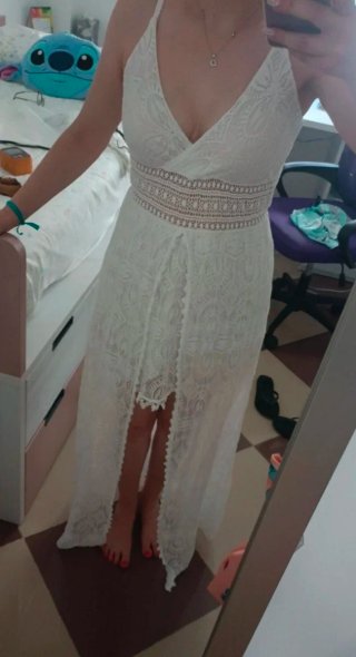 Vestido encaje blanco estilo ibicenco